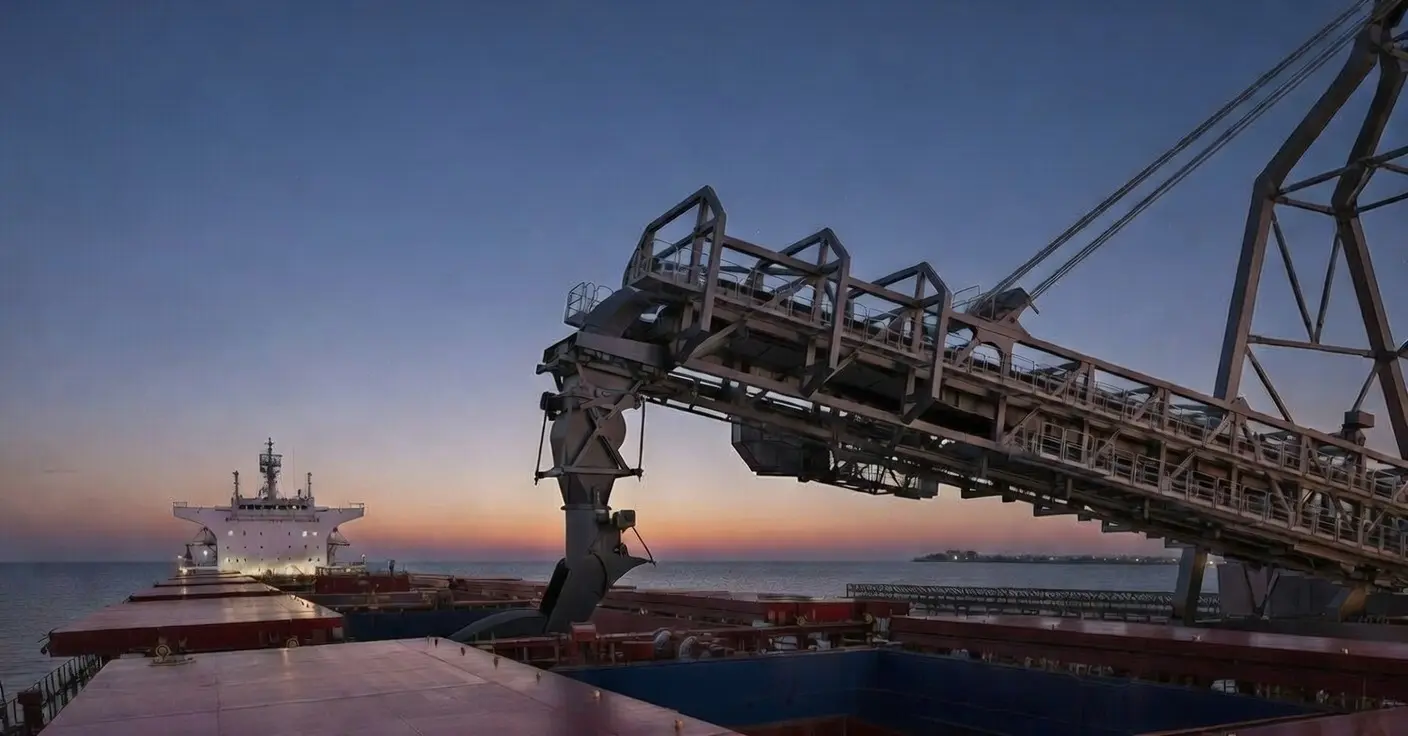 South Korea coal imports cargo loading at a bulk carrier terminal during seaborne coal shipments