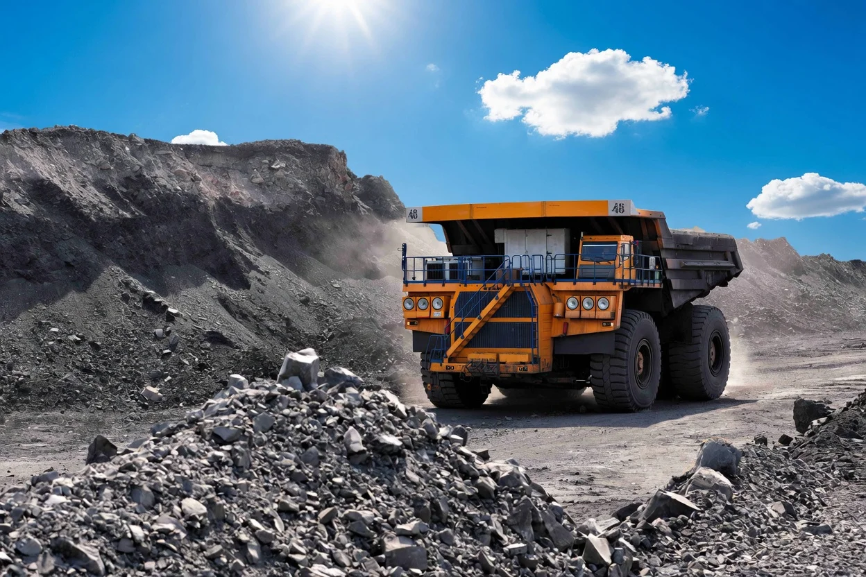 Large mining truck operating at a Kuzbass coal mine