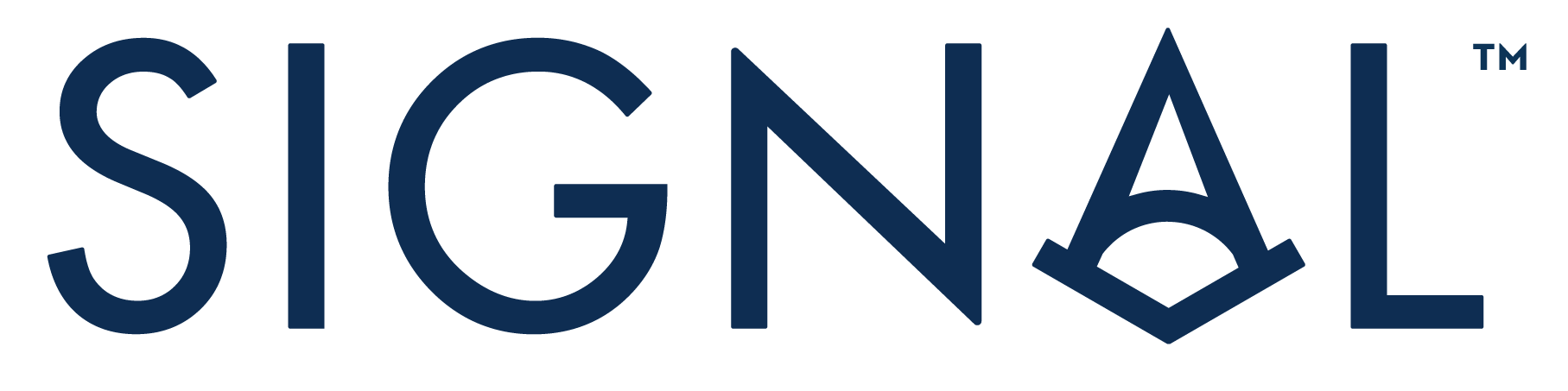 Signal logo with a stylized 'A' forming a diamond shape and a TM symbol, blue text on white background