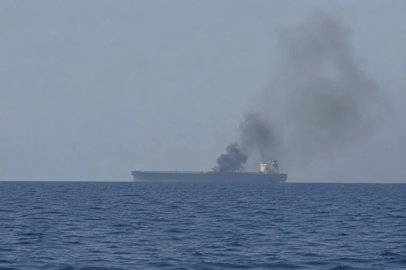 Bulk carrier emitting smoke in the Black Sea amid growing risks to Russian coal exports