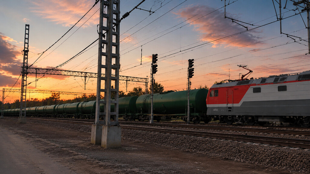 Russian fuel transport train on railway tracks as Russian coal faces diesel supply and cost risks