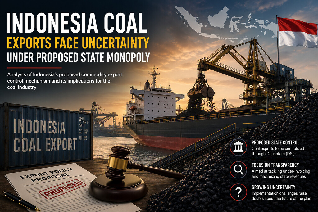 Indonesia coal export image showing coal loading at port, proposed export policy and uncertainty over state control