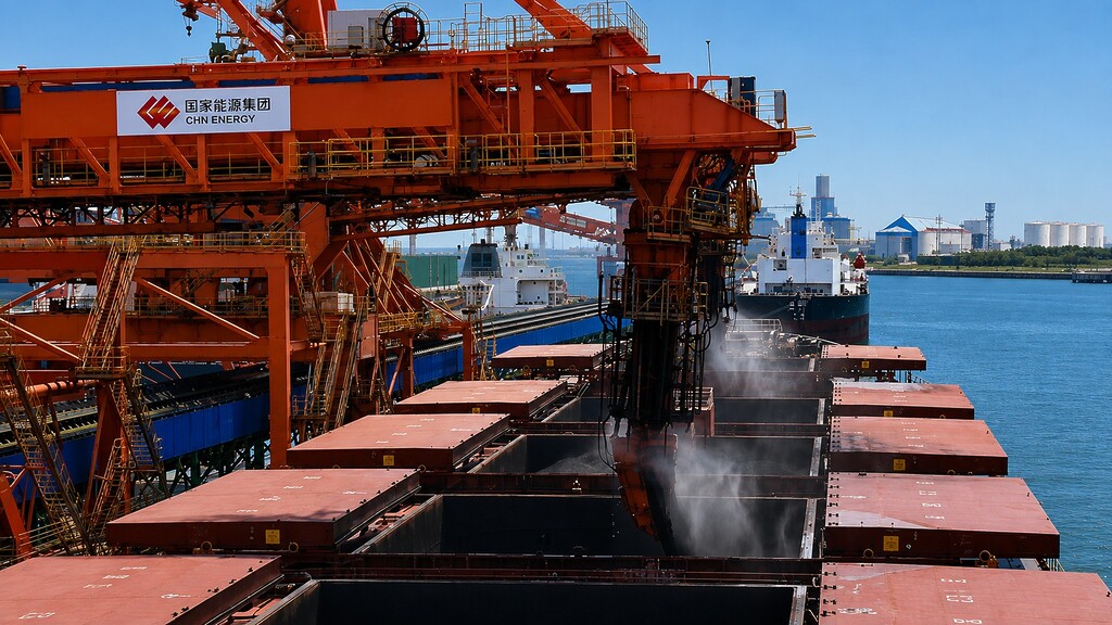 Coal terminal in China illustrating Russian coal exports to China, which fell 20% in H1 2026.