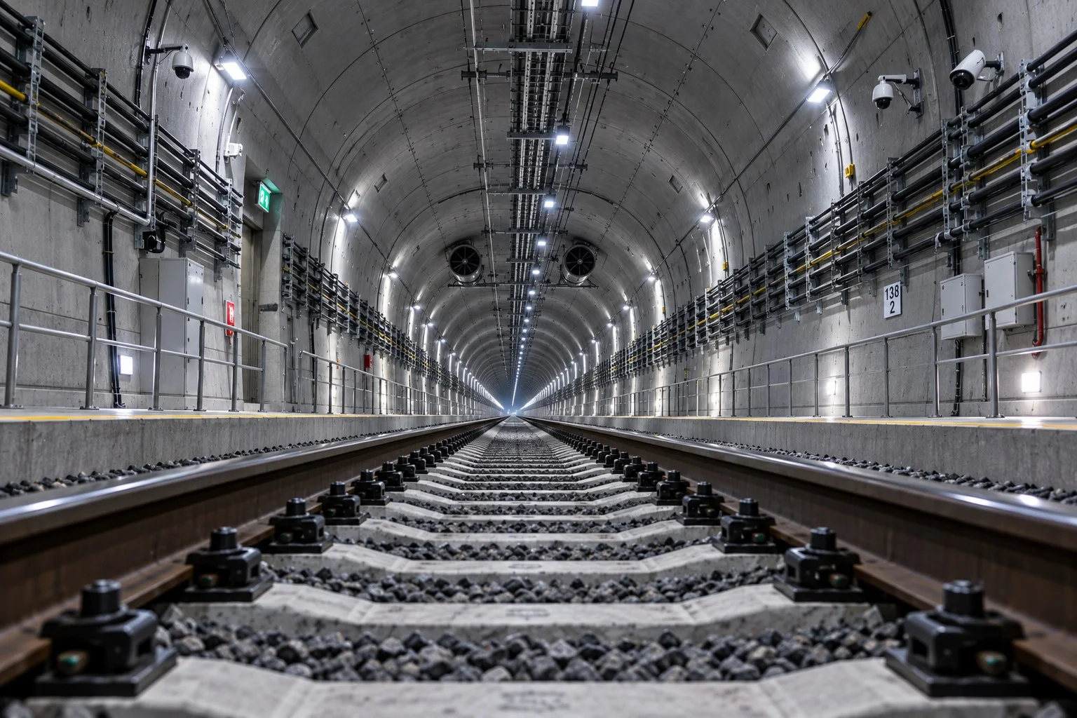 Railway tunnel infrastructure | The Coal Hub Railway tracks running through a modern concrete tunnel with lighting and safety systems.